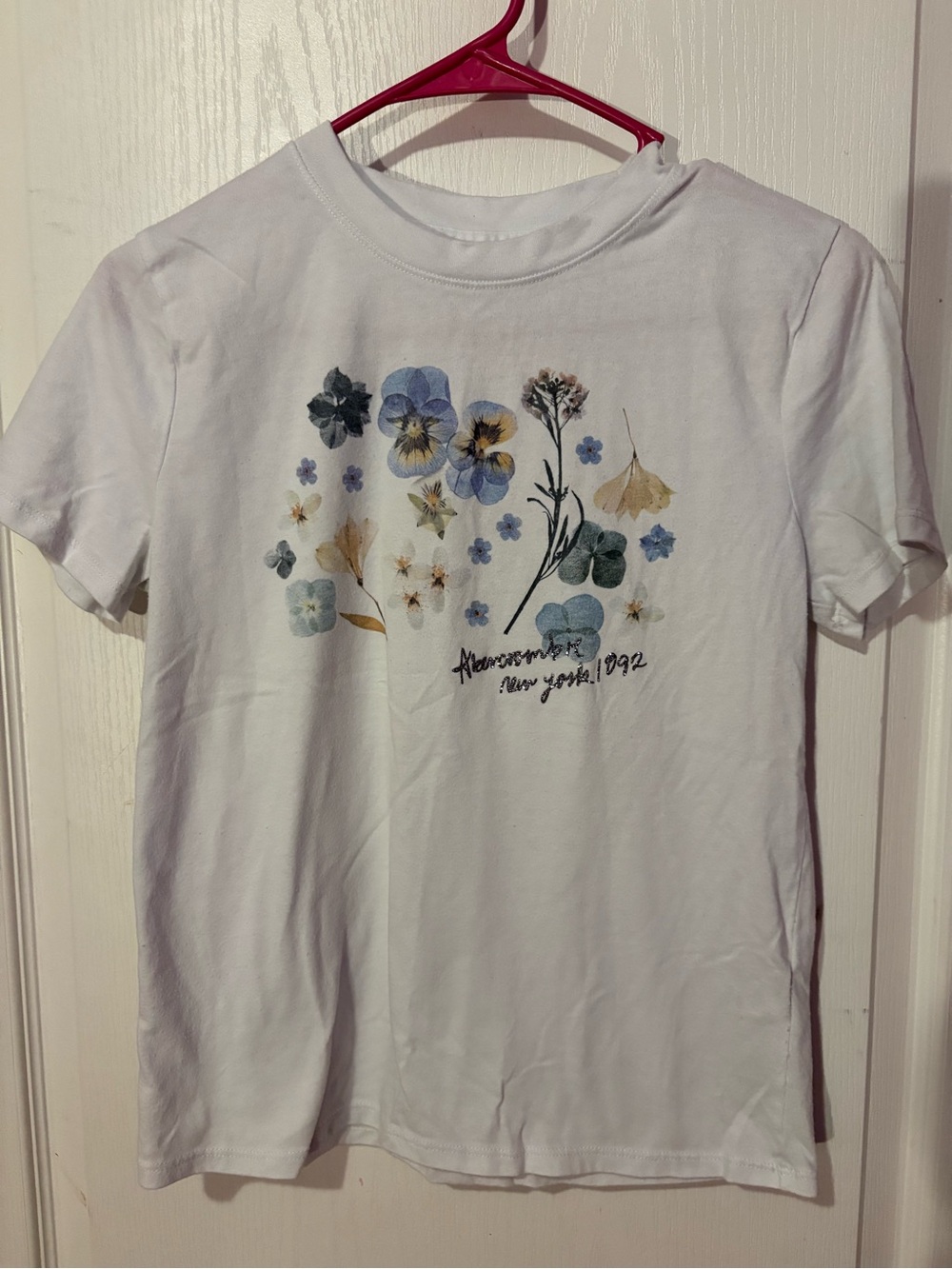 abercrombie kids White Tee with Blue & Yellow Floral Print